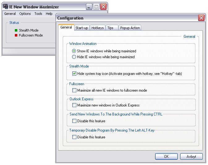 IE New Window Maximizer Screenshot